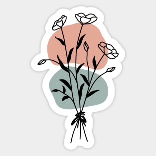 Abstract botanical One Line Art Flowers Sticker